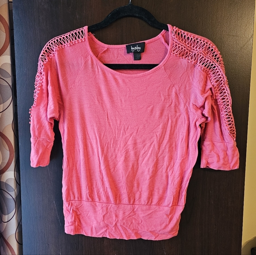 by & by Pink Women's Blouse with Crochet Details
